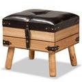 Baxton Studio Amena Rustic Transitional Dark Brown PU Leather and Oak Finished Wood Small Storage Ottoman 182-11740-Zoro